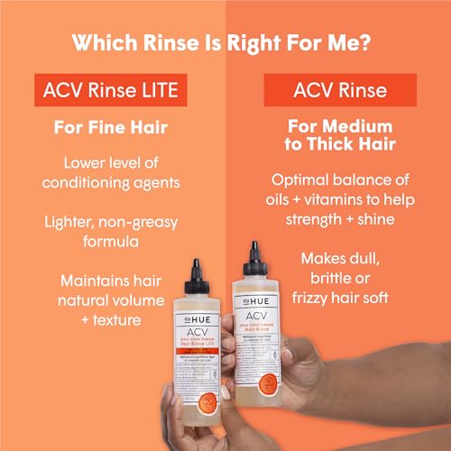 dpHUE Apple Cider Vinegar Hair Rinse Lite, 8.5 oz - Shampoo Alternative, Scalp Cleanser & Post Workout Rinse - Won’t Weigh Fine Hair Down - Removes Buildup & Sweat