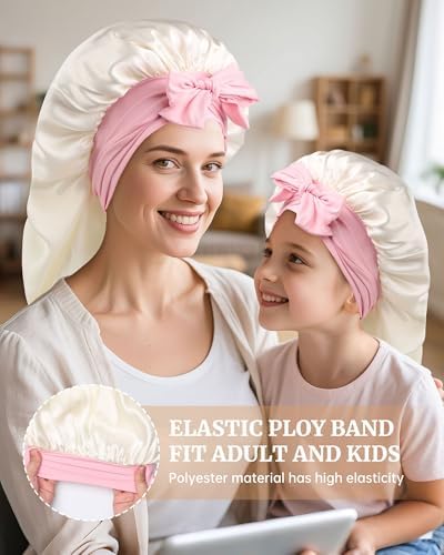 AWAYTR Silk Bonnet for Long Hair - 100% Mulberry Silk Bonnet for Sleeping Women or Kids with Adjustable Elastic Band