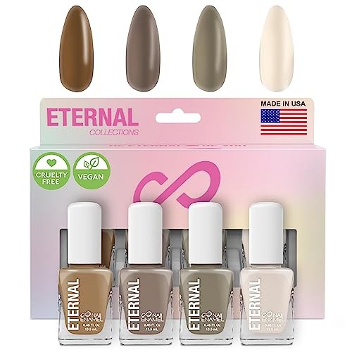 Eternal Glitter Nail Polish Set for Women (PINKY PROMISE) - Light Pink Nail Polish Set for Girls | Quick Dry & Long Lasting Nail Polish Kit for Home DIY Mani Pedi | Made in USA, 13.5mL (Set of 4)