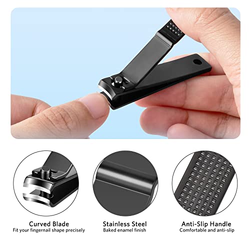 MORGLES Tweezers Set and Nail Clippers, 9 Pcs Stainless Steel Tweezers Kit for Men Professional Manicure Set for Men Grooming Kit with Leather Travel Case