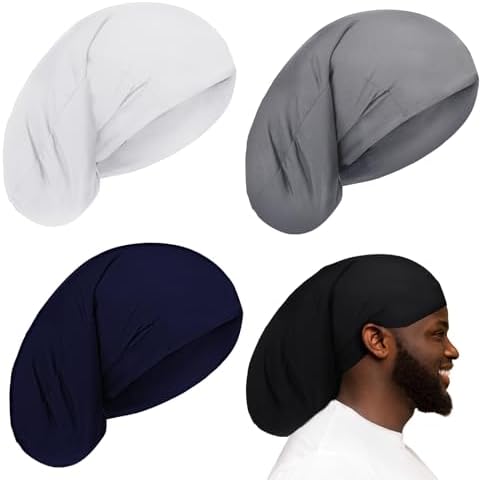 4 Pieces Unisex Dreadlock Cap Long Hair Dreads Head Wrap Sleeping Cap Hair Accessories Sleep Bonnet for Men Women