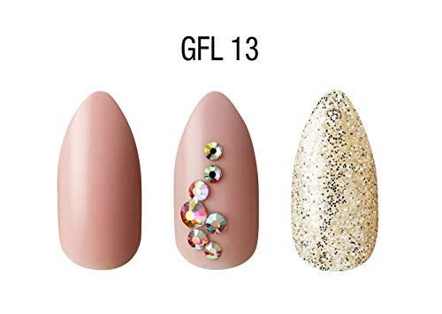 Halloween Nails Kiss Gold Finger Luxury Nail Lavishly Handcrafted with 3D Jewels 30 Long Design Nails/Pink Gel Glue 2ml / Manicure Stick Included (GFL13)