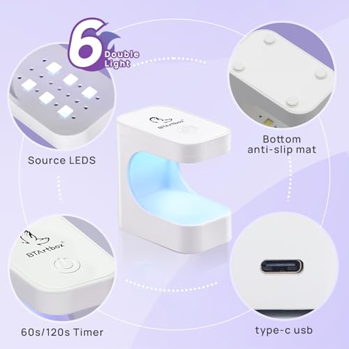 BTArtboxnails Nail Tips Builder Gel - Long Lasting 15ml Builder Gel with Portable Nail Lamp for French XCOATTIPS, 30+Days French Protection Duo Nail Extension Tool for Nail Art