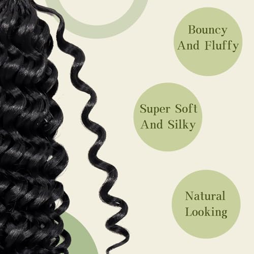 7 Packs Curly Crochet Hair for Black Women 10 Inch GOGO Curl Crochet Hair Deep Ocean Water Wave Synthetic Bohemian Beach Curl Crochet Braids Braiding Hair (10 inch, 1B)