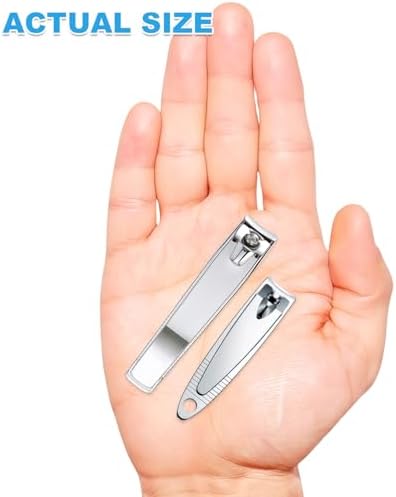 20-Pack Stainless Steel Fingernail & Toenail Nail Clippers Bulk Set - 12 Small + 8 Medium Size with Storage Pouch, Manicure Kit for Men/Women Travel, Gifts, Homeless Care Supplies