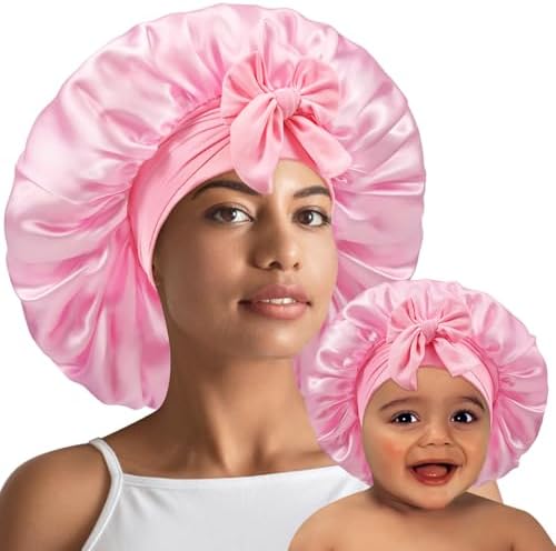 2PCS Silk Bonnet for Sleeping Women Kids Shower Caps