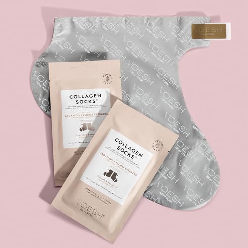 Voesh Collagen Gloves and Socks- Collagen Infused, 4 Pack, 2 Pack of Gloves, 2 Pack of Socks, At Home Spa, Body Care, Nourishing, Hydrating Gloves and Socks