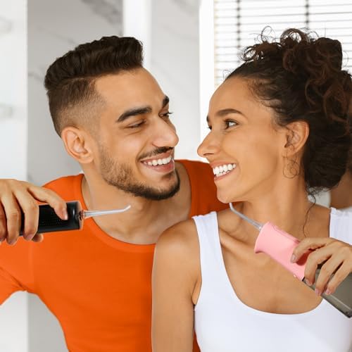 Water Dental Flosser Teeth Pick: Bitvae 2 Pack Portable Cordless Oral Irrigator, 3 Modes 5 Intensities, Rechargeable Water Dental Picks for Cleaning with 12 Tips, Travel Irrigation Cleaner for Teeth