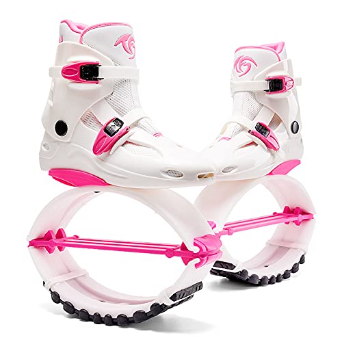 Kangaroo Jump Shoes Gen 2 Series | Bounce Shoes | Exercise & Fitness Boots | Workout Jumps | Women & Men | Adults 120LBS - 300LBS (Hot Pink White, Womens 5-7.5 100-165LBS)