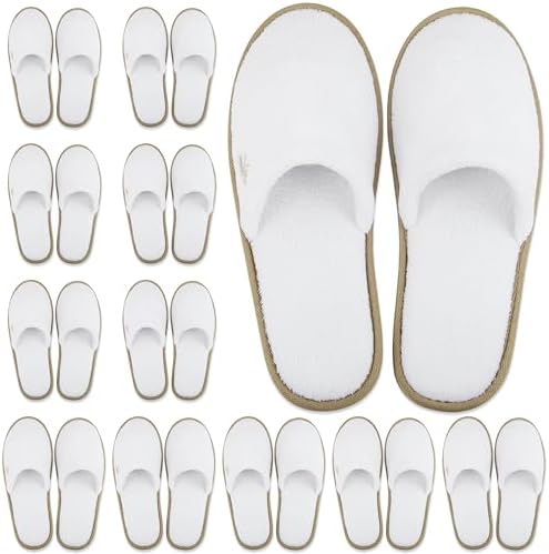 BERGMAN KELLY - Spa Slippers - Disposable Indoor House Slippers - Closed Toe House Shoes for Men & Women - Value Pack Hotel Indoor Shoes for Guests - Washable & Reusable for Travel & Wedding