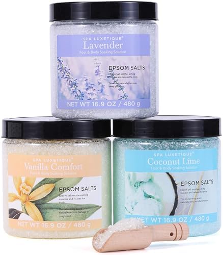 Bath Salts for Soaking, Spa Luxetique Epsom Salts Gifts Set for Women, 3.17lbs Bath Salts for Women, Epsom Salts for Soaking, Mother's Day Christmas Gifts for Woman Mom