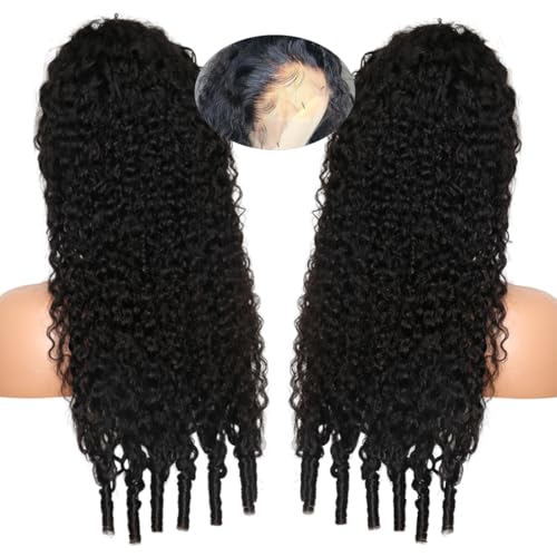 13x6 Lace Front Wigs Human Hair Burmese Curly Wig for Black Women 250 Density Water Wave Pre Plucked Transparent Lace Frontal 100% Human Hair Wigs with Spiral End Natural Color 24inch