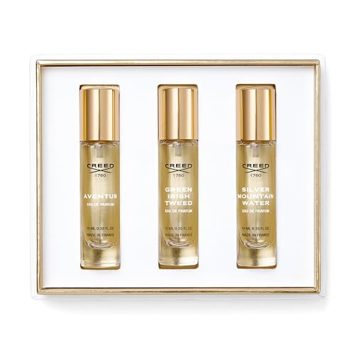 House of Creed Men's Holiday Gift Coffret Set, Features 3 Signature Cologne Scents of Aventus, Green Irish Tweed, & Silver Mountain Water, 3 x 10ml