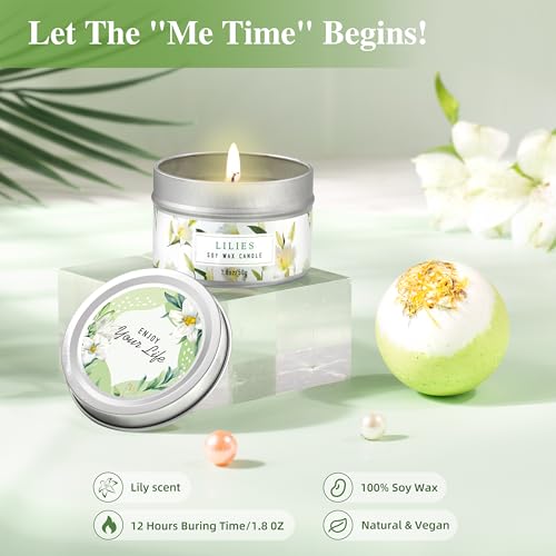 Gifts for Women, Birthday Gifts for Women, Bath and Body Gifts Set, Lilies Self Care Set,Christmas Mothers Day Relaxing Spa Basket for Mom, Grandma, Girlfriend, Sister, Friends