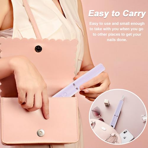 AOMEES Portable Electric Nail File, Cordless Nail Drill with Light for Acrylic, Gel Nails, 12 in 1 Personal Polish Manicure Tools with Nail Drill Bits for Salon Home Use (Lavender)