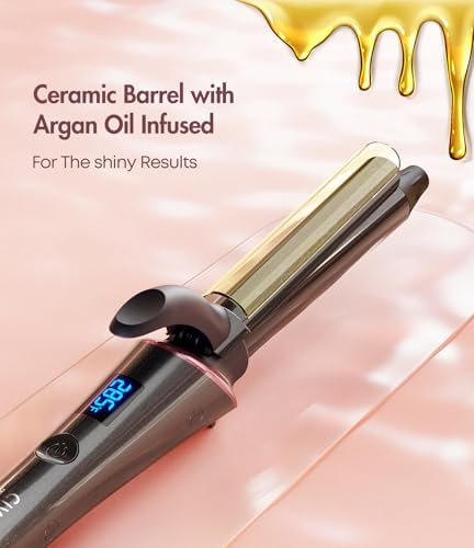 3/4 Inch Curling Iron for Short Hair, Dual Voltage Curling Iron Travel Size with 5 Adjustable Heat Settings, Mini Curling Iron Ceramic Barrel with Argan Oil Infused
