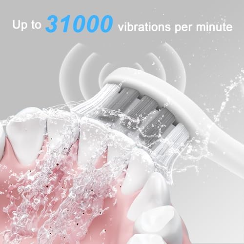 240 Days Battery Life Rechargeable Electric Toothbrush for Adults,with 2500mAH Large Capacity, 8 Pack Replacement Brushheads,3 Classic Modes,2 Min Smart Timer Battery Toothbrush,White