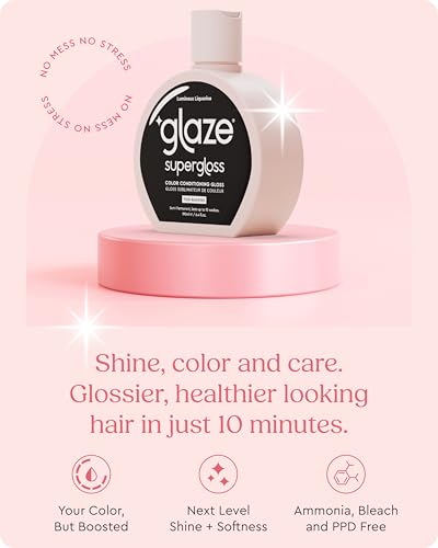 Glaze Supergloss Color Conditioning Gloss With Dispensing Pump – Hydrating Semi-Permanent Color Hair Gloss & Shine Boost – For Dark Brown Hair to Black Hair – 6.4 Fl Oz - Luminous Licorice