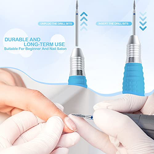 60 Pieces Diamond Nail Drill Bit Set Electric Cuticle Cleaner 3/32 Ceramic Nail Drill for Acrylic Manicure Pedicure Home Salon Use