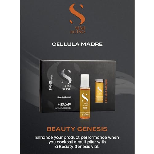 Alfaparf Milano Semi di Lino Sublime Cellula Madre Beauty Genesis Vials - Argan Ampoules for Radiant and Healthy Hair - Protects Color - Adds Shine (12 Vials / 0.44 fl. oz. each)