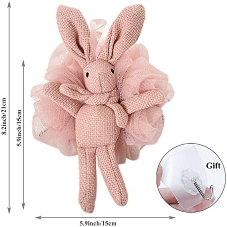 Loofah for Kids Bath Sponge for Kids Loofah Girls Cute Animal Bunny Gift Set - Pink, White, Grey - Shower Loofah for Women Yisella