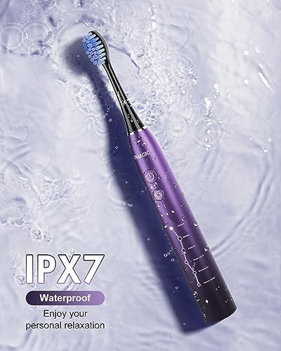 Electric Toothbrush for Adults, Sonic Toothbrush with 6 Mode & 3 Intensity, 40000 VPM Deep Clean Toothbrush with 6 Brush Heads & Travel Case, Wireless Charging, 60 Days Battery Life, 2-Min Smart Timer