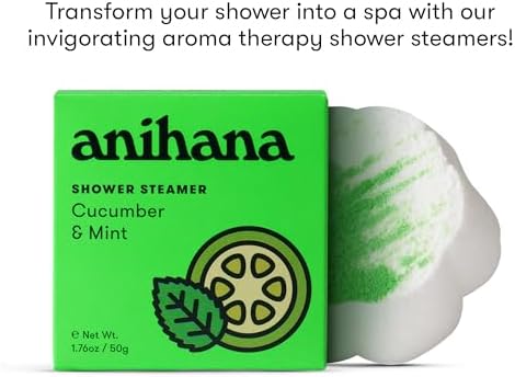 ANIHANA Shower Steamers 4 Pack, Paraben Free, Cruelty Free, Refreshing Cucumber Mint Scent, 1.76 oz Each