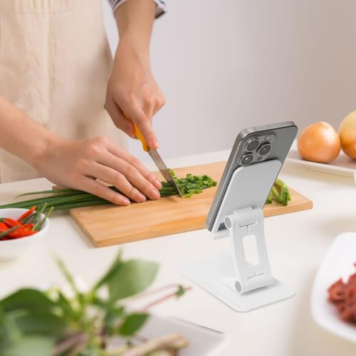 Tropical Leaf Cell Phone Stand 360° Adjustable Desktop Phone Holder Cradle Compatible With Most Mobile Phones White