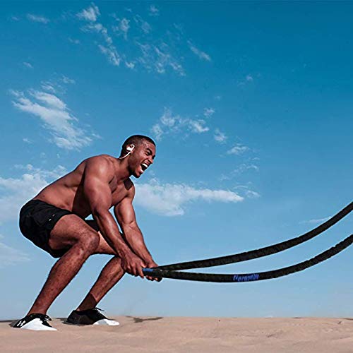 Perantlb Battle Rope with cloth sleeve -1.5/2 Inch Diameter 30' 40' 50' Lengths -Gym Muscle Toning Metabolic Workout Fitness, battle rope Anchor Strap Kit Included (1.5" x 30 ft Length)