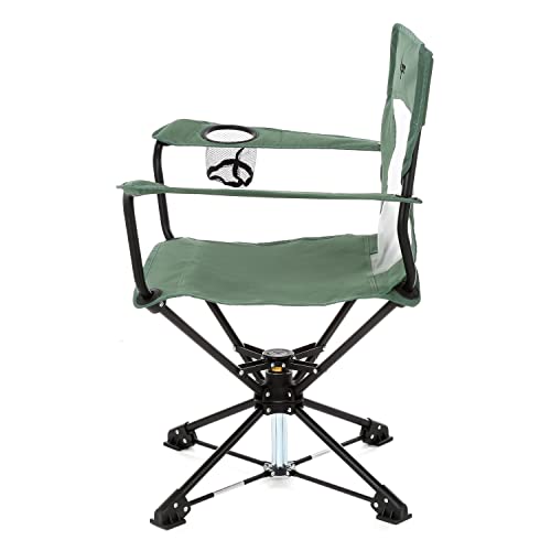 ARROWHEAD OUTDOOR 360° Degree Swivel Hunting Chair Stool Seat, Perfect for Blinds, No Sink Feet, Supports up to 450lbs, Carrying Case, Steel Frame, Fishing, High-Grade 600D Canvas, USA-Based Support