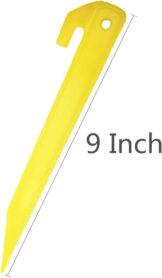 9 Inch Plastic Tent Stakes -12 pcs Heavy Duty and Larger Durable Tent Pegs Spike Hook for Campings Outdoor and Garden Lawn, Sturdy Canopy Stakes Accessories Suitable for Sand Beach Woods