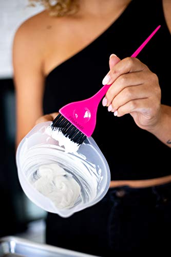 FRAMAR Color Bowl with Cleaner Set – Color Bowls For Hairstylist, Hair Dye Bowl With Brush Cleaner and Rubberized Bottom, Salon Supplies, Salon Essentials – 2 Pack