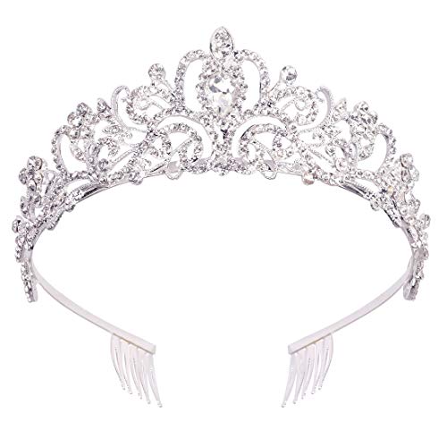 Didder Red Rhinestones Tiara Elegant Princess Crown with Combs Silver Tiaras for Women Girls Bridal Tiaras and Crowns for Women Wedding Prom Birthday Halloween Hair Accessories for Women Girls