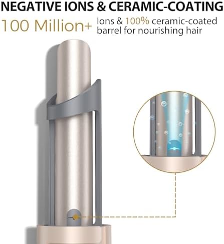 Automatic Rotating Curling Iron, Zavarea 1 Inch Beach Waves Curling Wand with Extra Long Barrel, Self Hair Curler with Tangle-Free & Negative Ions, Easy to Use, Dual Voltage, Elegant Gray