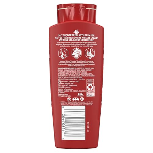 Old Spice Cleansing Body Wash for Men, 3X Defense, 24/7 Shower Fresh with Lasting Scent, 2-in-1 Body & Face Wash, Smell Like a Hero, Batman, Black Cherry and Nightfall Scent, 24 oz