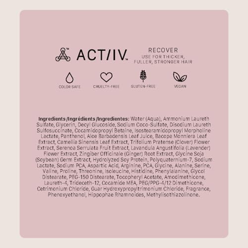 ACTIIV Recover Thickening Shampoo Treatment For Women | Supports the Appearance of Fuller, Healthier-Looking Hair, Supports Scalp Health, Plant-Based, Color-Safe, Vegan, All Hair Types