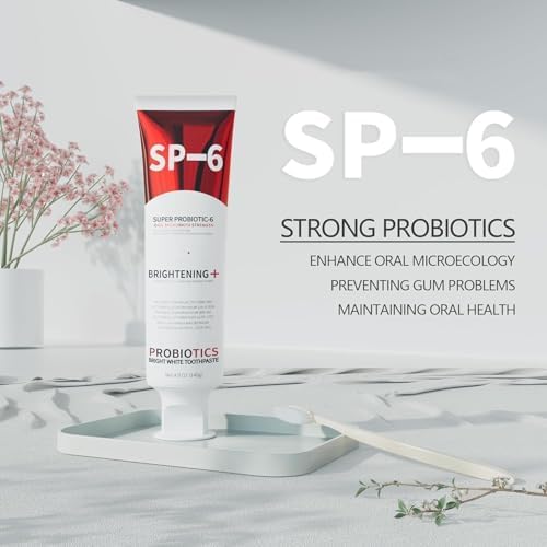 SP-6 Probiotic Whitening Toothpaste - Enhanced Formula with 6 Probiotics for Teeth Whitening and Gum Health - Enamel-Safe, Fluoride-Free, Fresh Mint Flavor, 4.9Oz (2)