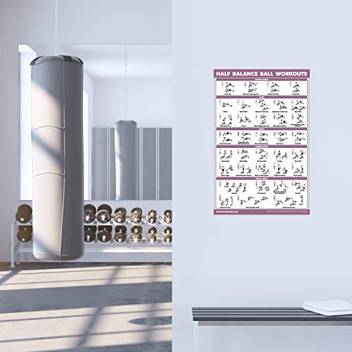 Half Balance Ball Workout Poster - Exercise Chart (LAMINATED, 18" x 24")