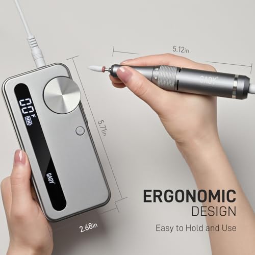 GAOY Cordless Nail Drill, Electric Efile Nail Drill with 12 Drill Bits & 56 Sanding Bands, Rechargeable Long Battery Life, Low Noise, Perfect for Manicure & Pedicure