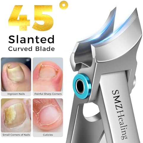 2025 Toenail Clippers for Seniors Thick Toenails, 15 Degrees Angled Head Heavy Duty Large Toe Nail Clippers for Men Thick Nails, 45 Degrees Slanted Curved Blade Ingrown Toenail Clippers