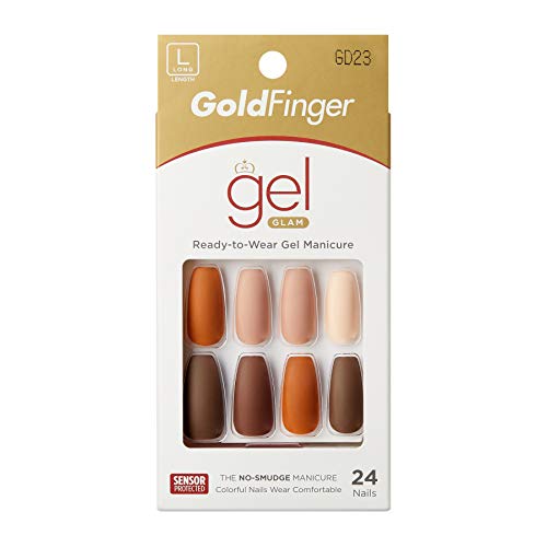 GoldFinger Full Cover Nails Press On Nails Gel Glam Design Nails Long Length