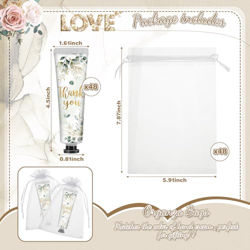 48 Sets Baby Shower Hand Cream Bulk Thank You Baby Shower Favors Bridal Thank You Hand Cream for Guests Travel Size Lotion with Organza Bags
