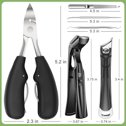2025 Toenail Clippers for Seniors Thick Toenails, Angled Head Large Toe Nail Clippers for Thick Nails for Men, Heavy Duty Ingrown Toenail Clippers with Wide Jaw, Slanted Nail clippers with Long Handle