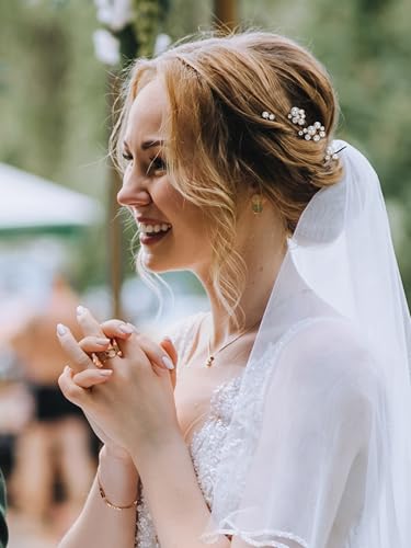 SWEETV 9 Pieces Bride Hair Accessories Pearl Wedding Hair Pins Leaf Bridal Hair Piece Vintage Hair Headpiece Leaf Hair Clips Jewelry for Women Bridesmaids Brides Flower Girls