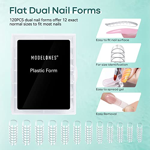 Modelones Slip Solution for Poly Gel, Anti-Stick Gel Nail Extension Complete Kit with Nail Forms Tips Clips Art Tool DIY at Home