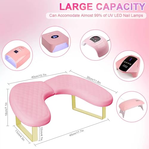 Arm Rest for Nails,U-shaped Manicure Nail Hand Rest Pillow Cushion,Foldable PU Leather Nail Tech Arm Rest for Nails Tech,Foot Hand Rest (Pink)