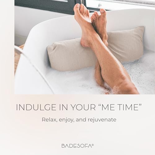 BADESOFA® Luxury Bath Tub Pillow for Feet | Premium-Quality Materials | Comfortable & Quick-Drying | Washable Bath Cushion in Ivory Pearl | Home Spa Accessories | Universal Fit for Any Bathtub