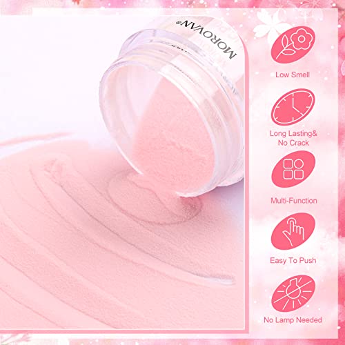 Morovan Acrylic Powder Set - 12 Colors Pure Color and Glitter Professional Polymer Nail Powder for Acrylic Nail Extension Carving