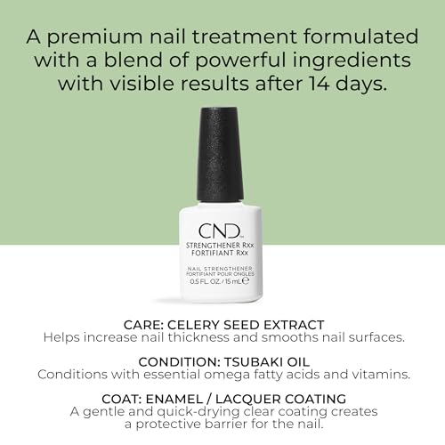 CND™ Strengthener RXx, Nail Strengthener for Tougher, Stronger Nails & Protection for Thin Nails, 0.5 Fl Oz, 0.5 fl oz