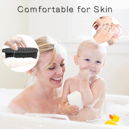 3 Pack Silicone Body Scrubber, Silicone Loofah Exfoliating Soft Body Scrubber, Silicones Body Brush Bath Shower Scrubber for Body, 2 in 1 Bath and Shampoo Wash Brush for Skin Exfoliation Men Women